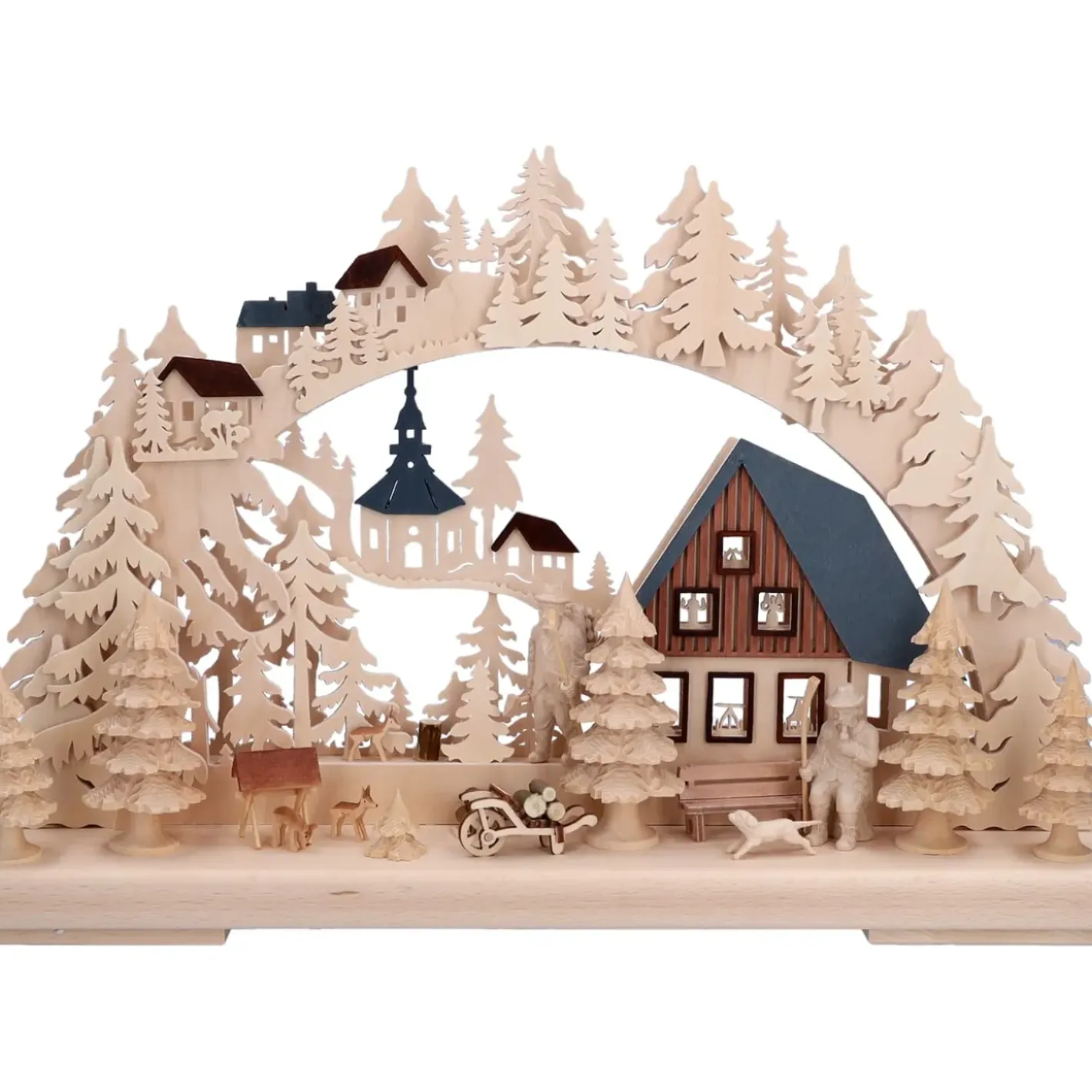 RATAGS Holzdesign Schwibbögen-3-D Schwibbögen "Holzfallerhaus", 230V Mit Usb A-Anschluss