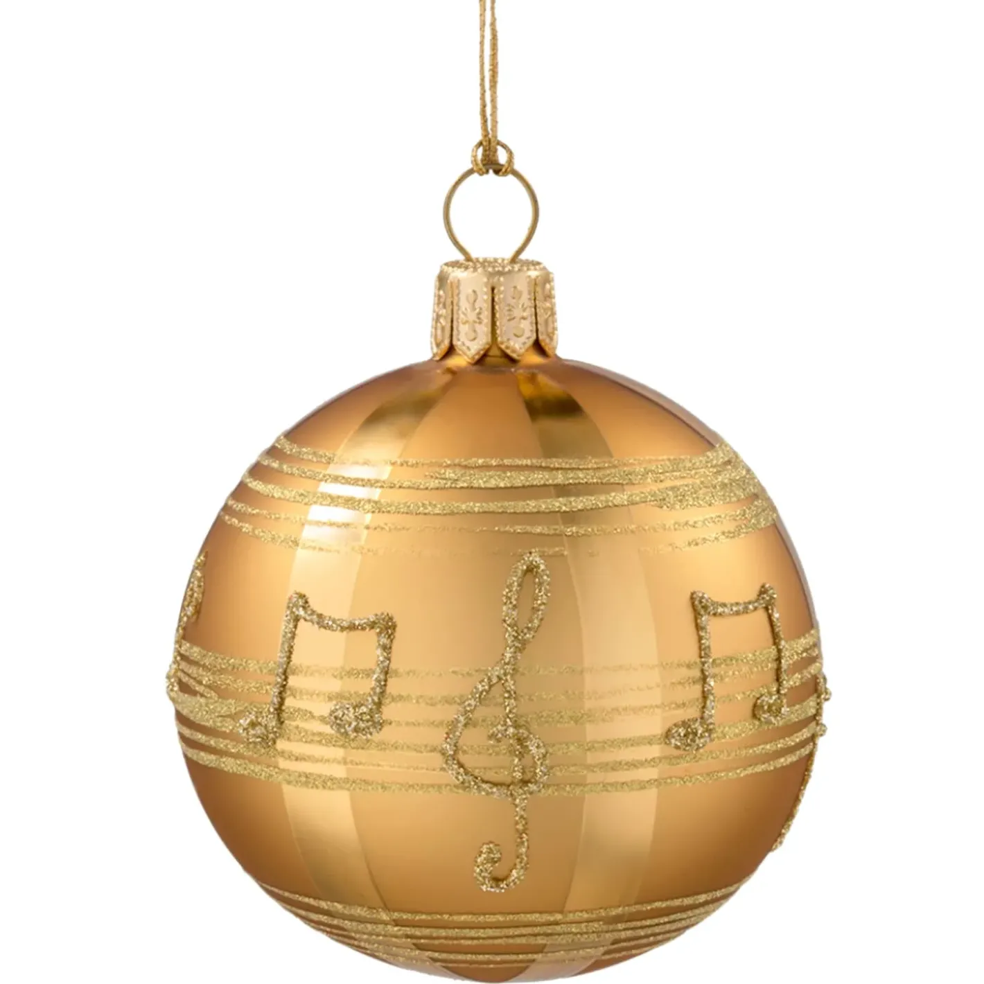 Käthe Wohlfahrt Baumkugeln Und Set-Angebote-Glaskugel Gold Mit Noten, 6 Cm