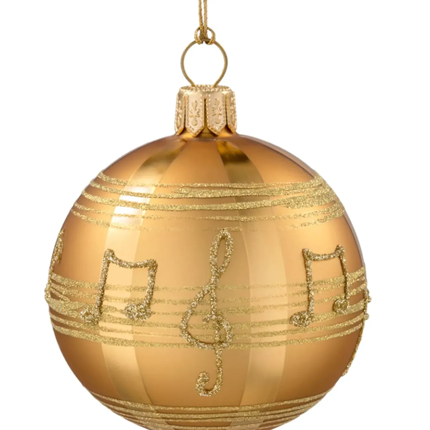 Käthe Wohlfahrt Baumkugeln Und Set-Angebote-Glaskugel Gold Mit Noten, 8 Cm