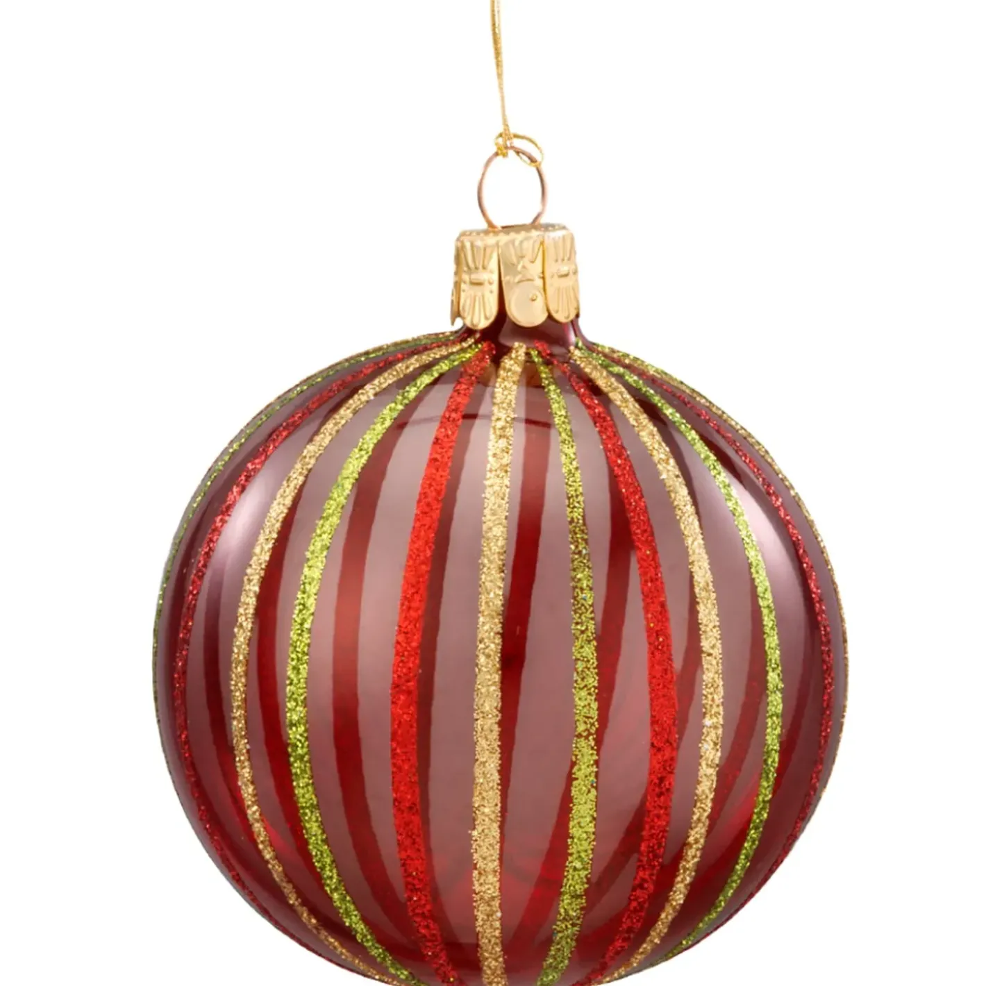 Käthe Wohlfahrt Baumkugeln Und Set-Angebote-Glaskugel Klar Mit Bunten Streifen, 7 Cm