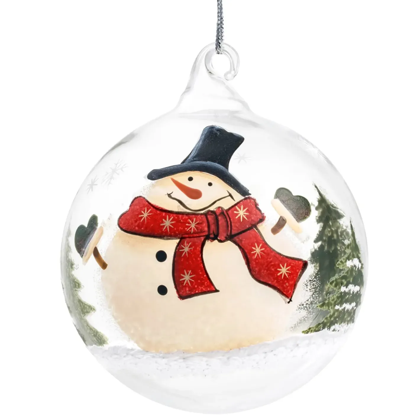Käthe Wohlfahrt Baumkugeln Und Set-Angebote-Glaskugel Klar Schneemann Mit Zylinder, 8 Cm