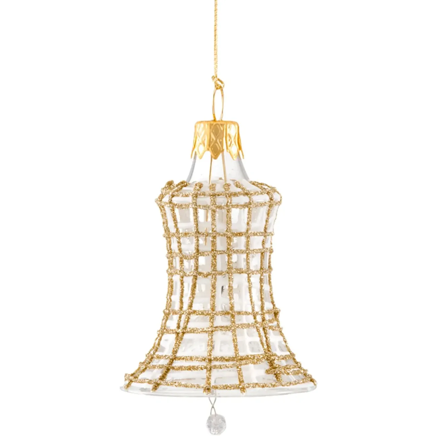 Käthe Wohlfahrt Baumkugeln Und Set-Angebote-Glocke Klar Mit Glitzer Gold/Weis