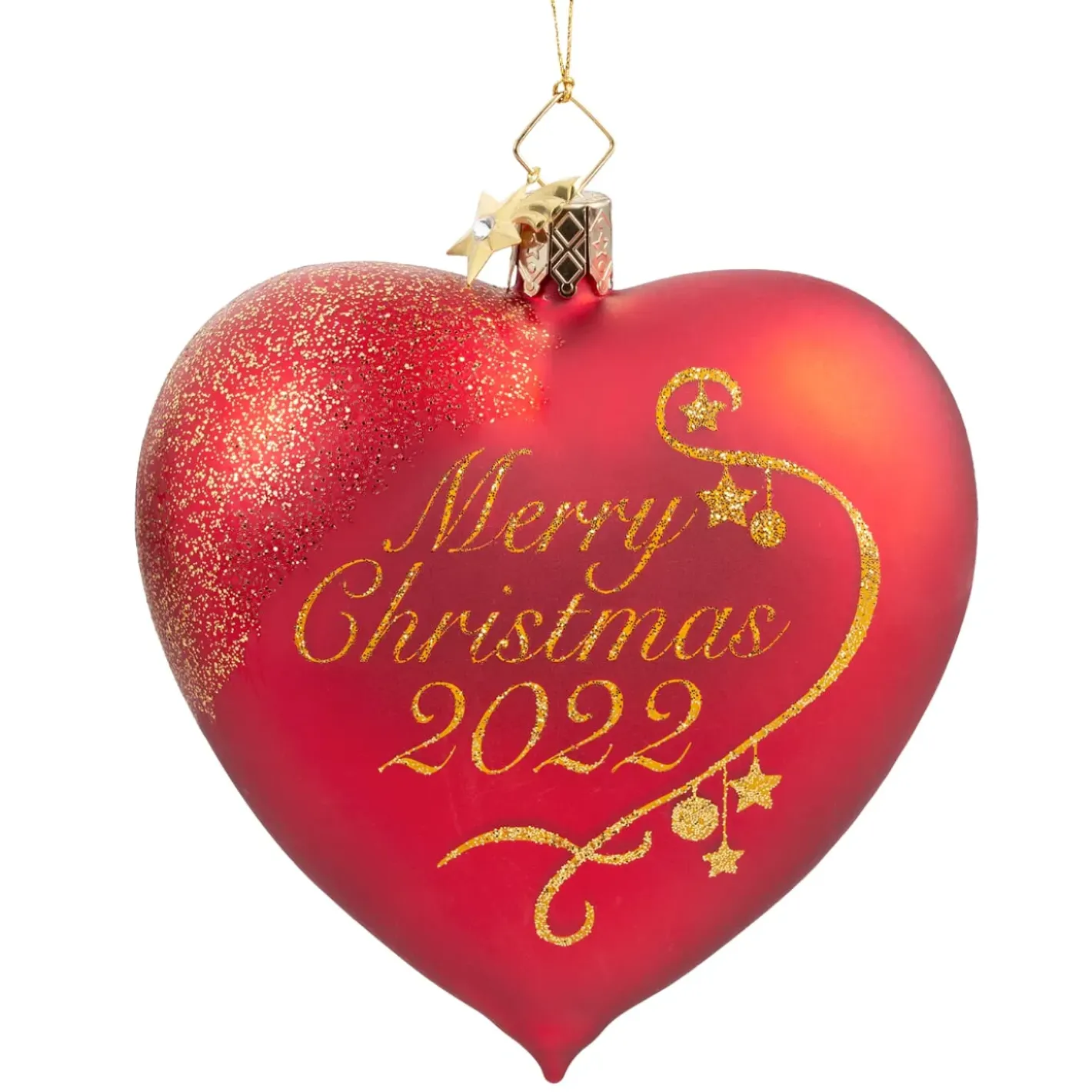 Poesie in Glas Baumschmuck Aus Glas-Herz "Merry Christmas 2022"