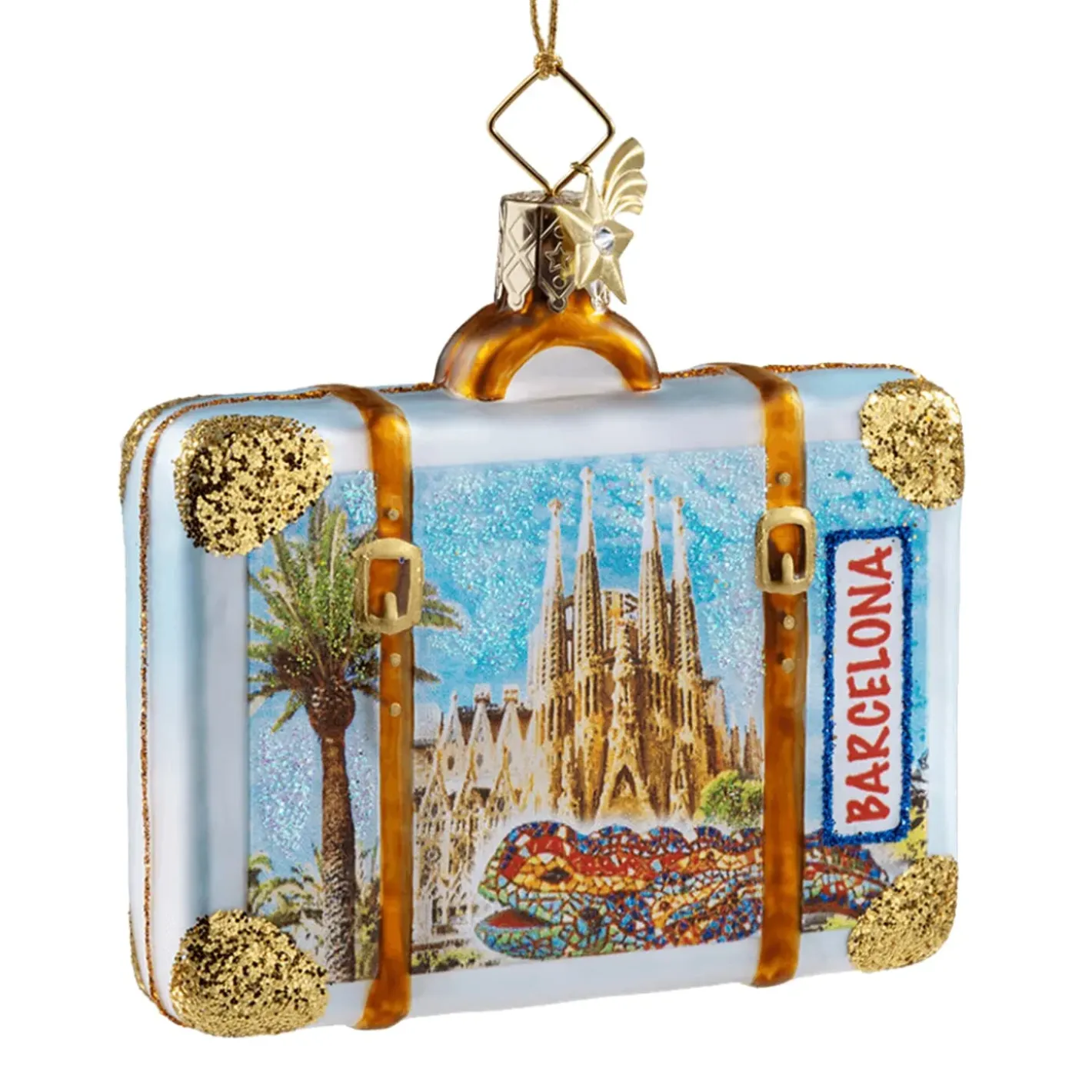 Poesie in Glas Baumschmuck Aus Glas-Koffer Barcelona
