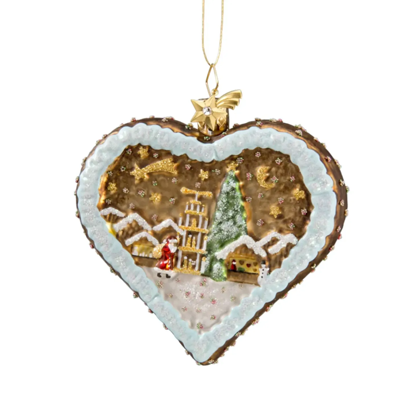 Poesie in Glas Baumschmuck Aus Glas-Lebkuchenherz "Gruse Vom Weihnachtsmarkt"