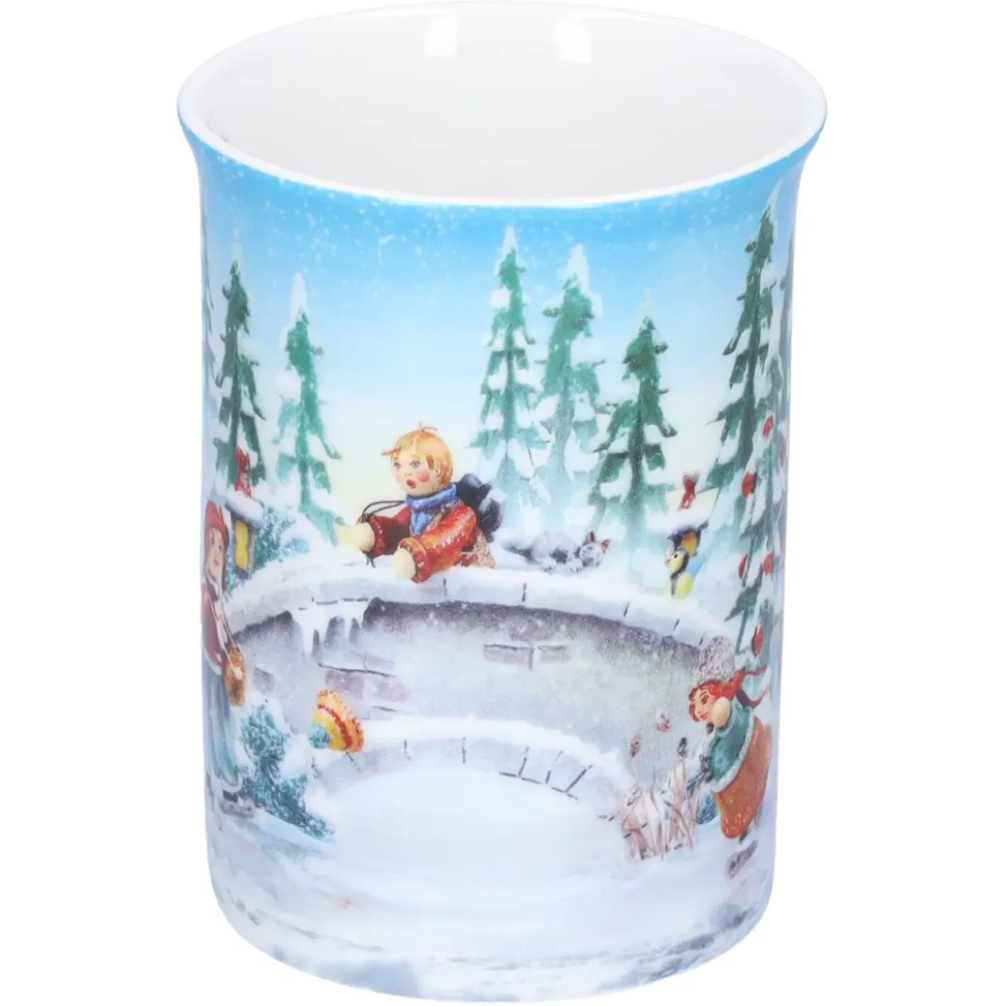 Käthe Wohlfahrt Tischdeko-Porzellan-Tasse "Schlittschuhlauf"