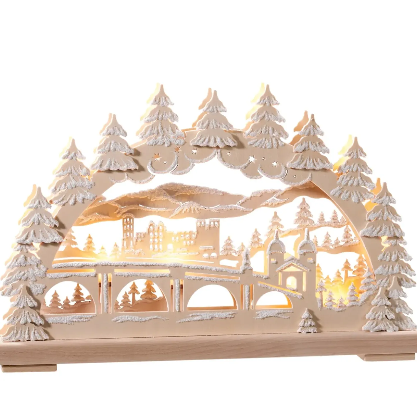 RATAGS Holzdesign Schwibbögen-Schwibbögen "Heidelberg Im Winter", 230 V Mit Usb A-Anschluss