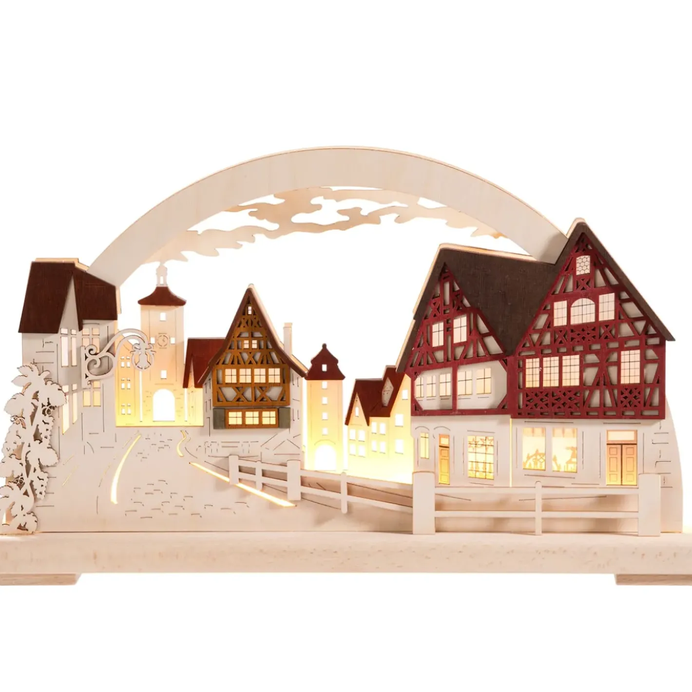 RATAGS Holzdesign Rothenburg Motive-Schwibbögen "Rothenburg Plonlein" 230V Mit Usb A-Anschluss