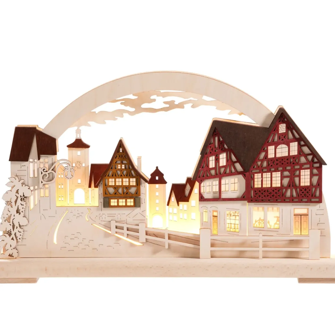 RATAGS Holzdesign Rothenburg Motive-Schwibbögen "Rothenburg Plonlein", 115 V Mit Usb A-Anschluss