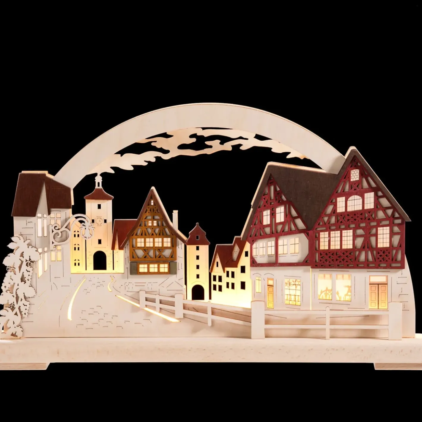 RATAGS Holzdesign Rothenburg Motive-Schwibbögen "Rothenburg Plonlein", 115 V Mit Usb A-Anschluss