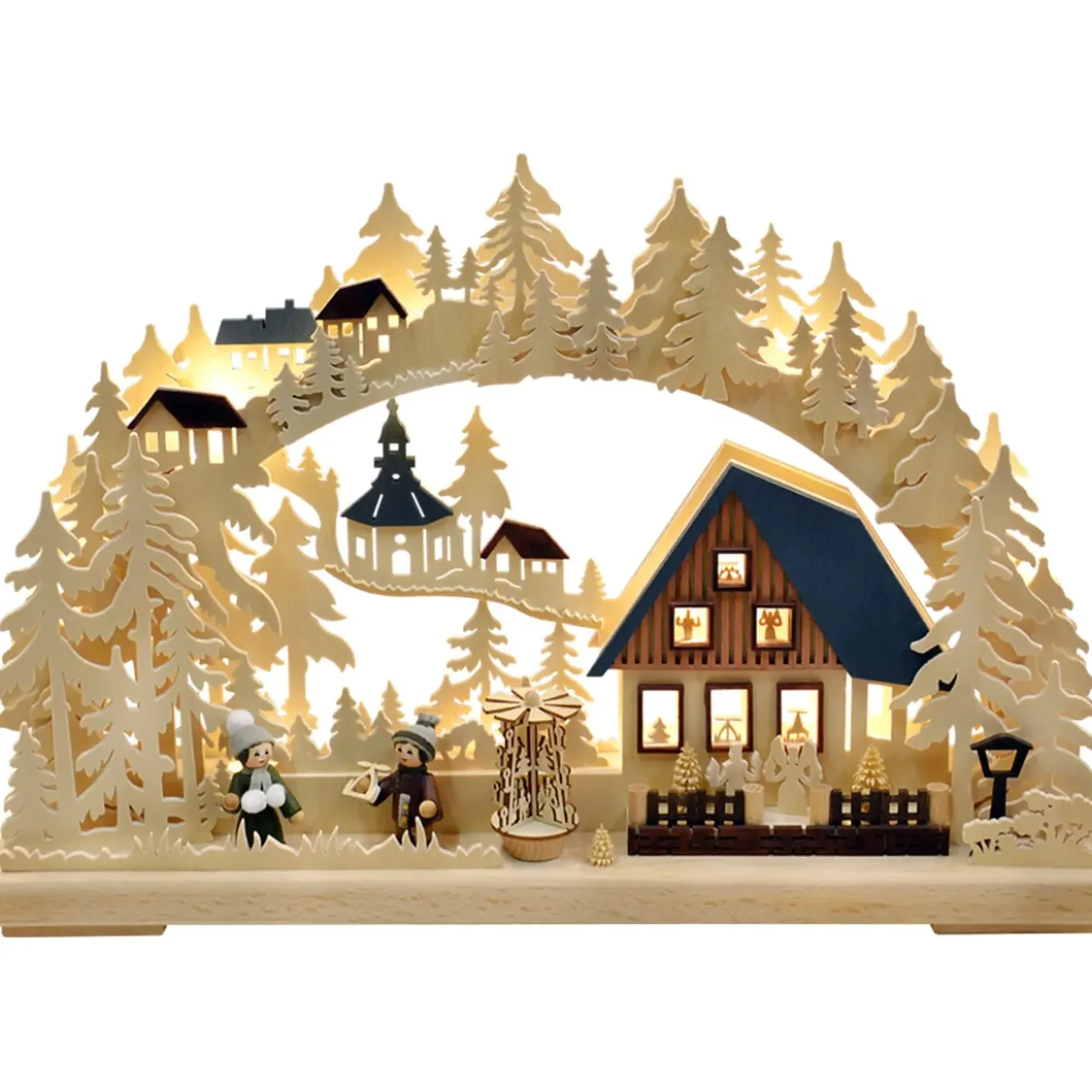 RATAGS Holzdesign Schwibbögen-Schwibbögen "Weihnacht In Seiffen", 230V Mit Usb A-Anschluss