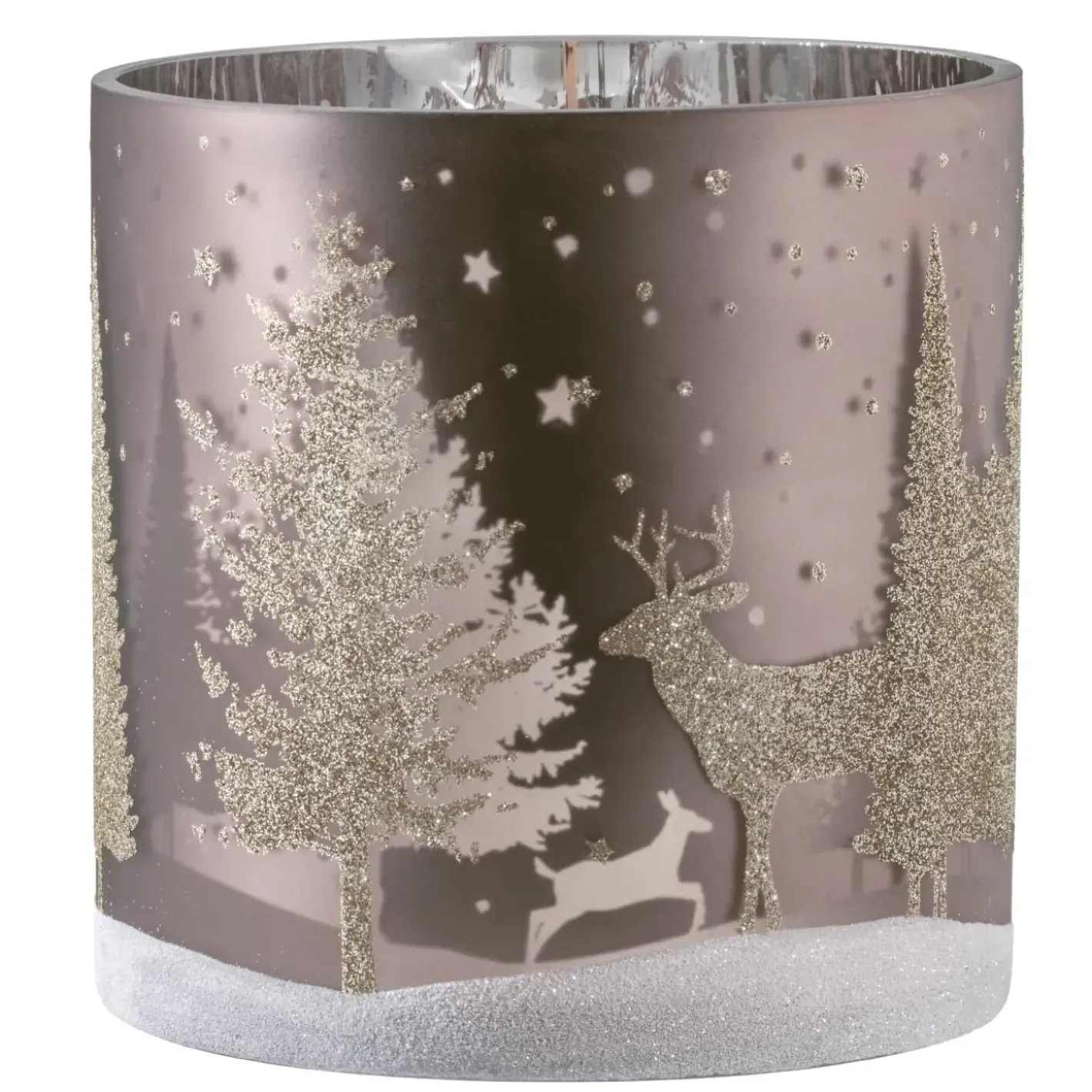 Käthe Wohlfahrt Kerzen & Teelichthalter-Windlicht "Hirsche Im Wald" Taupe, 15Cm